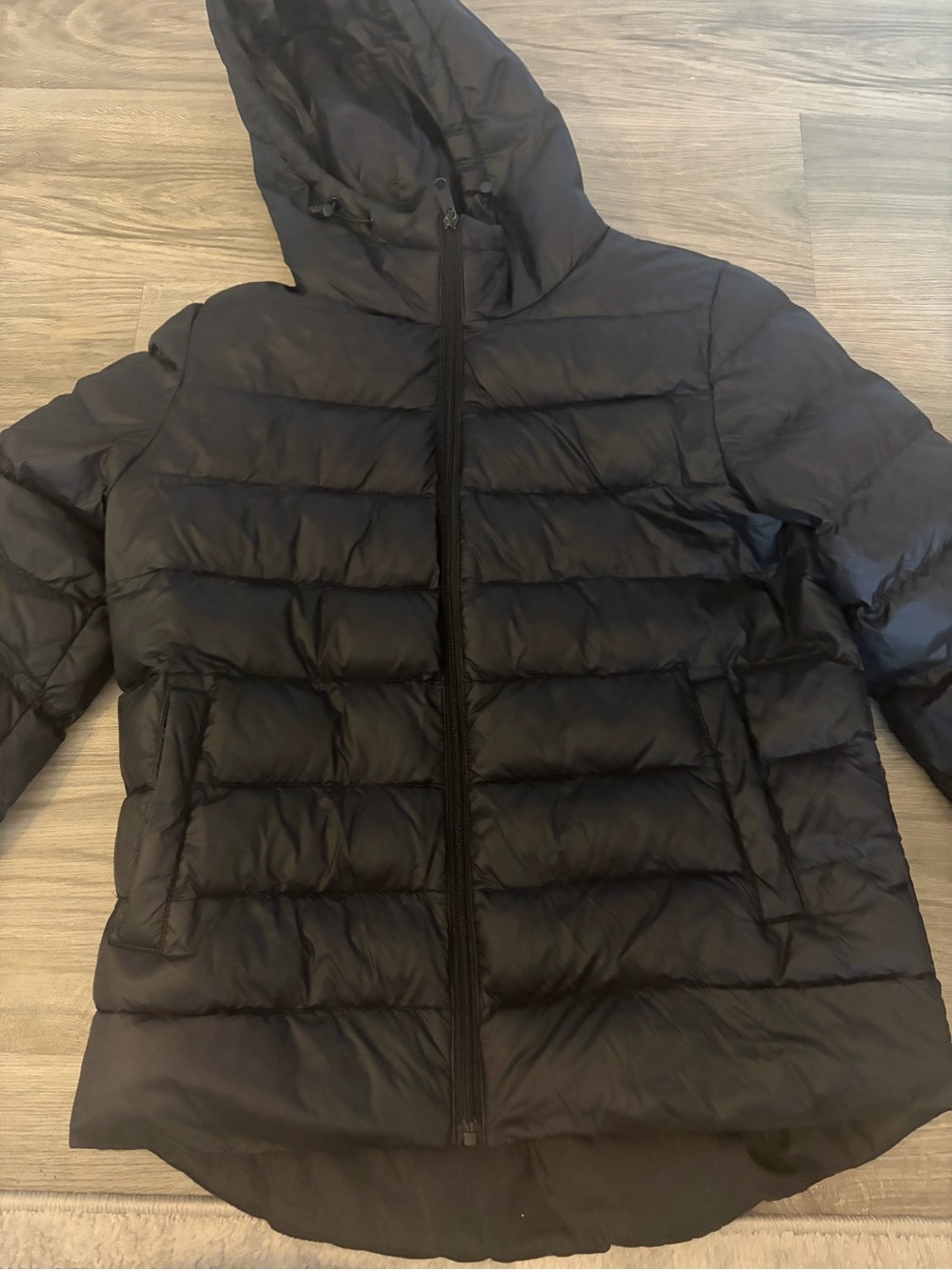 a new day Black Hooded Quilted Puffer Jacket